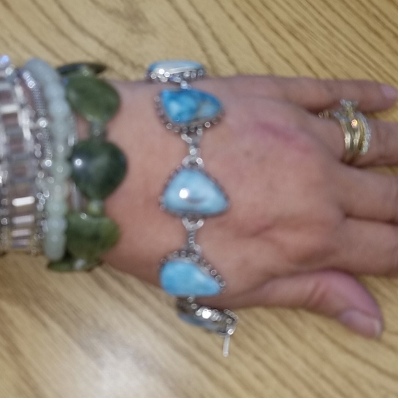 New Sterling Silver Larimar bracelet , Toggle Style - Picture 13 of 13